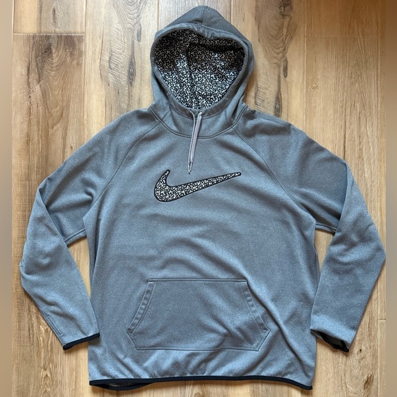 Nike Tops - Nike Gray Hoodie with Patterned Logo